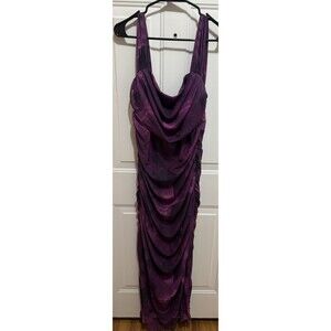 Nwt PrettyGarden Purple Print Ruched Full Length Sleeveless Formal Dress 2XL